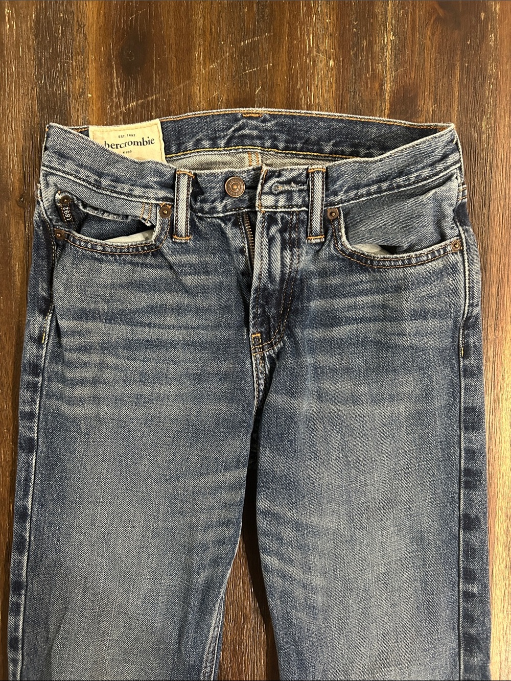 Abercrombie & Fitch Boys Light Denim Blue Jeans with Contrast Stitching